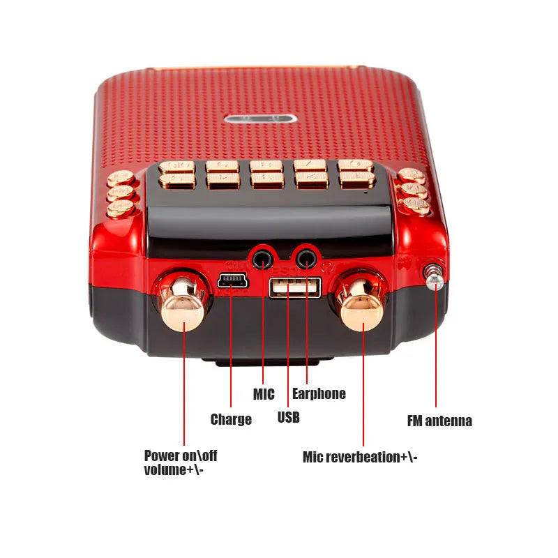 10W Support 3 18650 Battery Bluetooth Megaphone Speaker TF USB FM Radio Sound Record Function Voice Amplifier