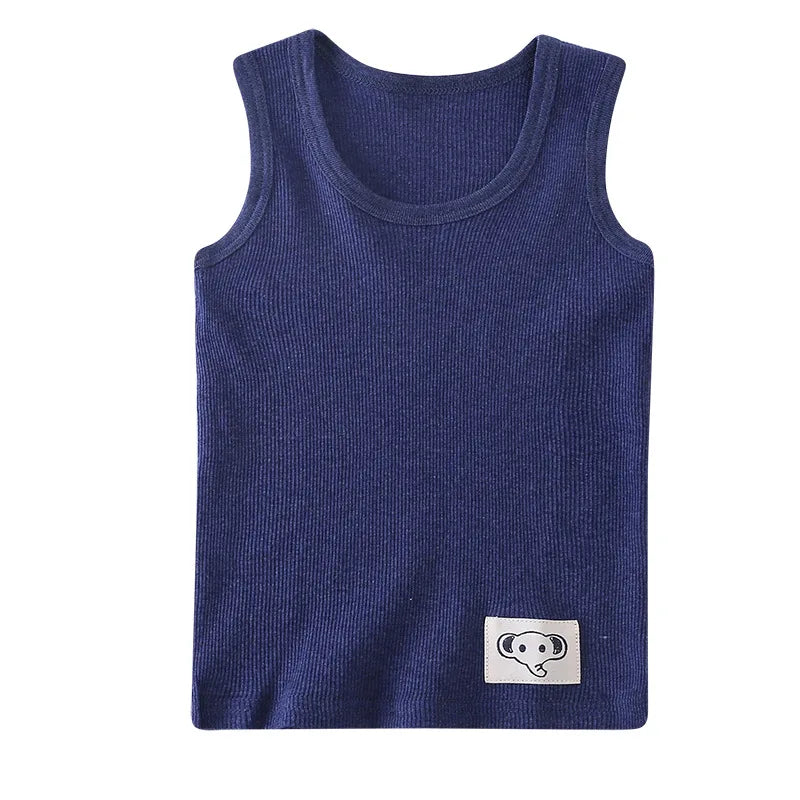 2023 Summer Children Boys Cotton Vests for Boys 2 3 4 5 6 7 Years Kids Girls SolidTank Tops Tees Undershirts Clothes