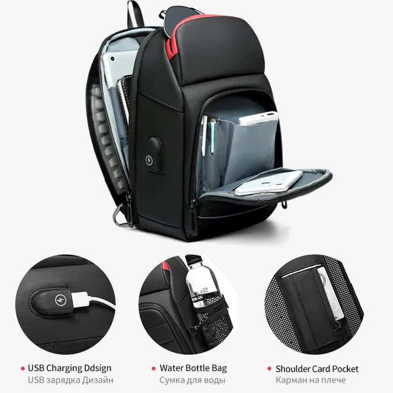 EURCOOL Multifunction Men Chest Bag for 9.7"USB Backpack Charging Messenger Handbags Crossbody Shoulder Sling Male Bags Bolsas