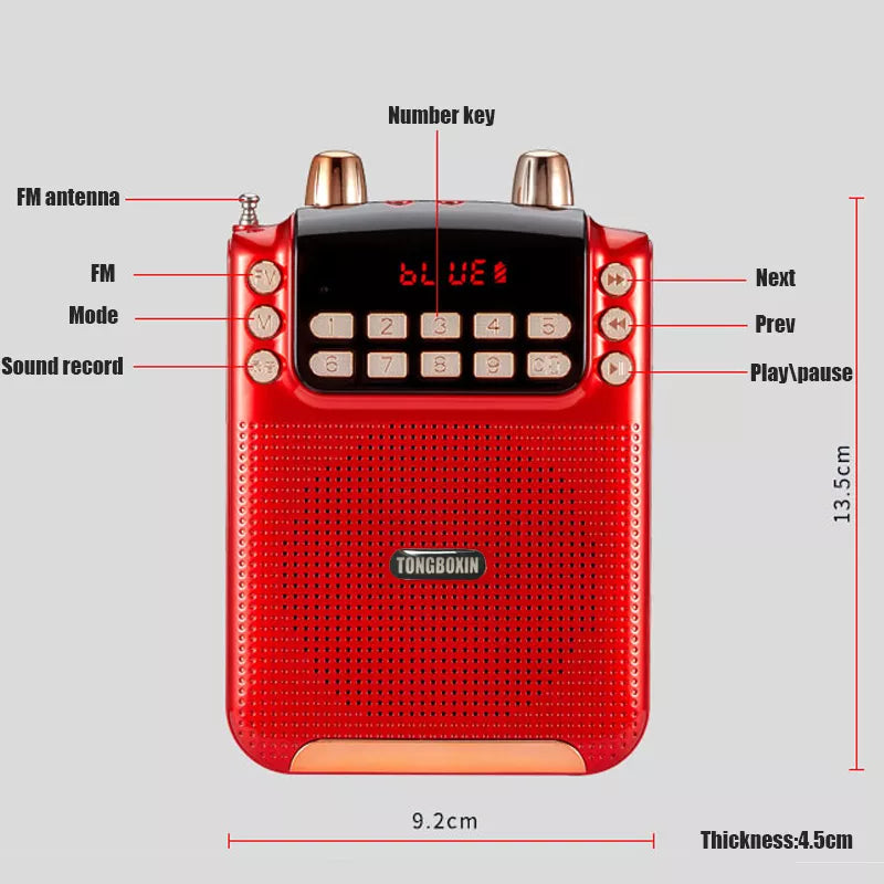 10W Support 3 18650 Battery Bluetooth Megaphone Speaker TF USB FM Radio Sound Record Function Voice Amplifier