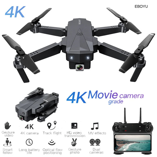 EBOYU SG107 Drone RC pliable 4K HD caméra WiFi FPV Drone suivez-moi flux optique positionnement maintien d'altitude RC quadrirotor RTF