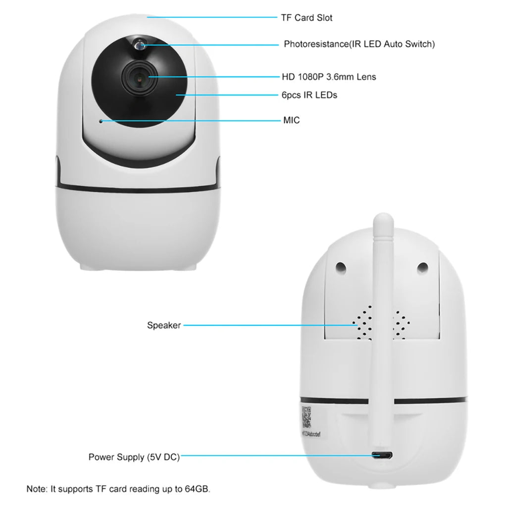 Smart IP Camera HD 1080P 360 Degrees Wireless Outdoor Automatic Tracking Infrared Surveillance Cameras Pet Baby WiFi Camcorder_Winnie Lin