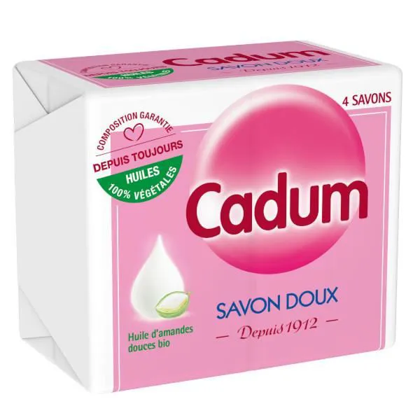 CADUM - Savon à l'huile d'amandes douces bio 4x200g.  -Côte d'Ivoire