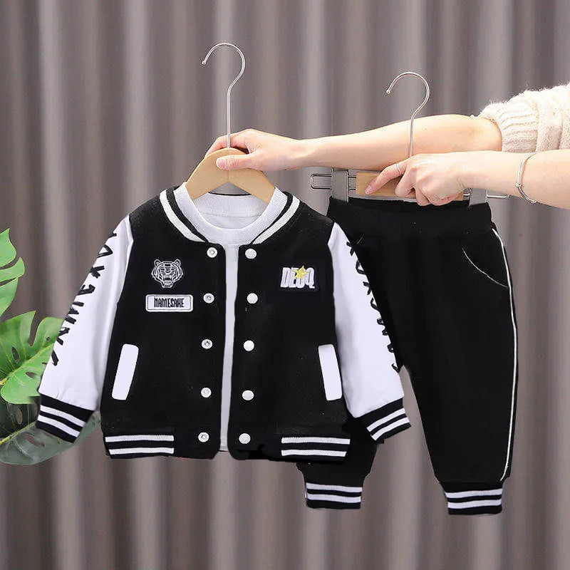 Autumn Winter Baby Boys Girls Clothes Sets Infant Sports Baseball Uniform Cardigan Jackets Top and Pants Suit Kid Sports Outfits