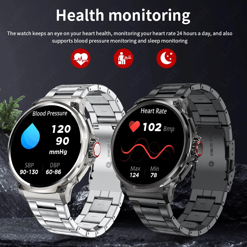 LIGE 710MAH grande batterie montre intelligente hommes Sports de plein air Fitness Bluetooth appel Bracelet traqueur de fréquence cardiaque 2024 Smartwatch cadeau.