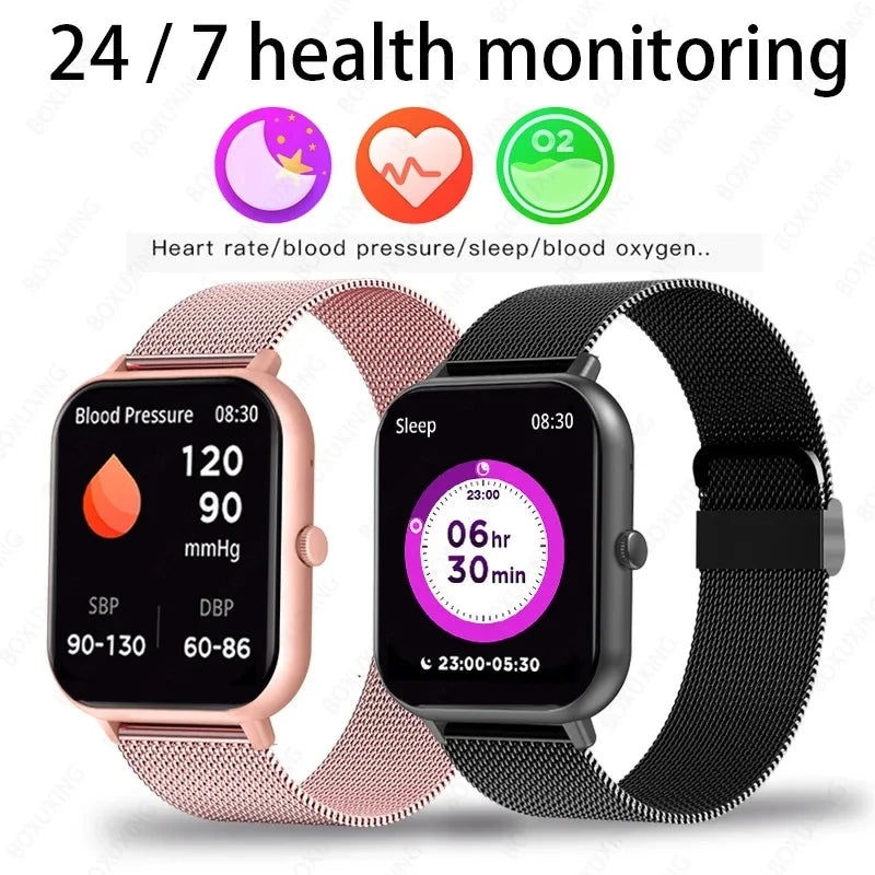 Montre connectée pour hommes et femmes, avec appels Bluetooth, fréquence cardiaque, sang, oxygène, Assistant vocal, 2024 + sport, pour Xiaomi, nouveau, 100