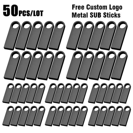 50pcs/lot usb flash drives wholesale 64GB 32GB pen drive creative metal pendrive флешка high speed u disk memoria cel usb stick