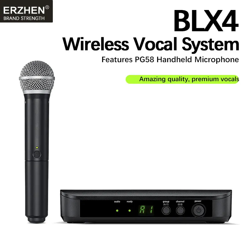 BLX4/P58 Profession 1 Channel Wireless Vocal Microphone UHF System Kit Handheld Mic For Karaoke Stage Performanc Church Speech