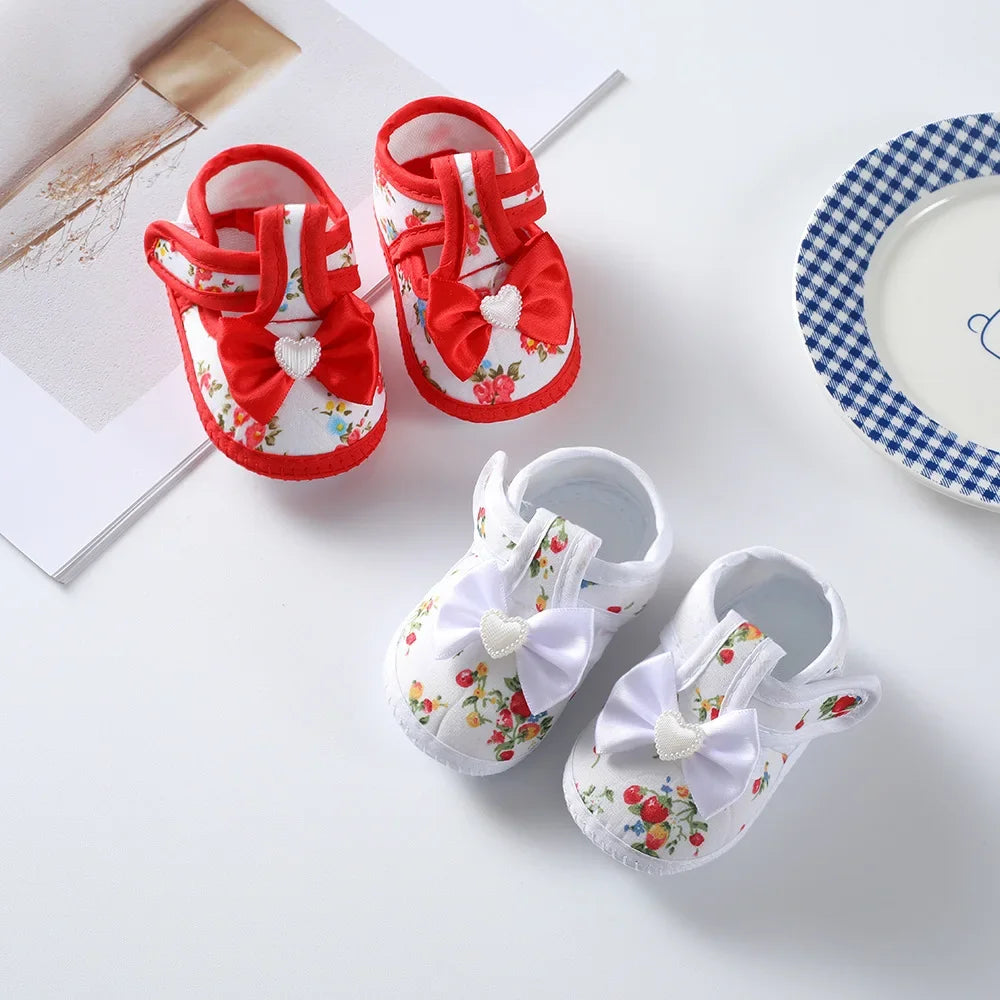 Chaussures de princesse de printemps pour bébé de 0 à 1 an, simples, avec nœud mignon, semelle souple, chaussures de marche pour nouveau-né.