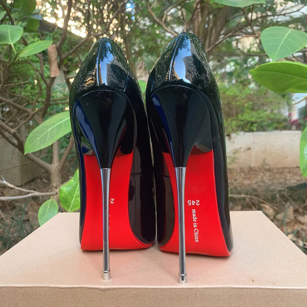 Women Pumps 16cm Extreme Metal High Heels Black Red Inside Stilettos Sexy Fetish Model Club Party Factory Customize Unisex Shoes