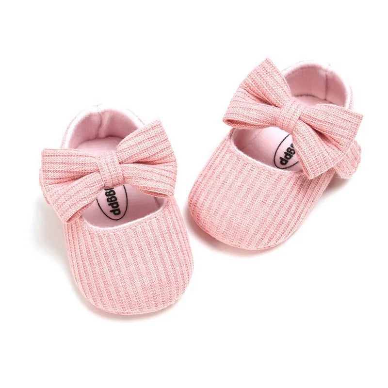 Baywell printemps bébé fille princesse chaussures 1 an décontracté anti-dérapant nœud baskets automne enfant en bas âge à semelles souples premiers marcheurs 0-18 mois