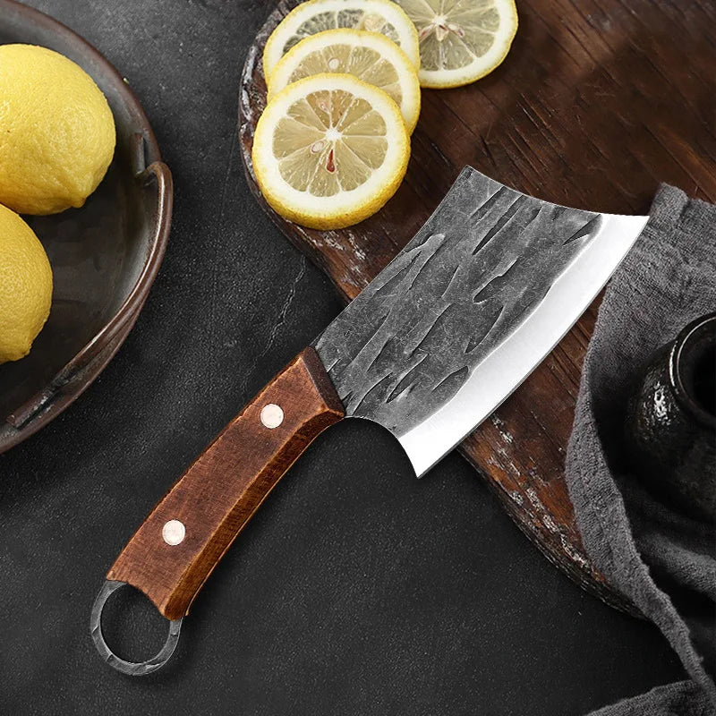 Stainless Steel Boning Knife Forged Meat Cleaver Vegetable Slicing Knife Fish Knife Small Kitchen Knives with Wooden Handle