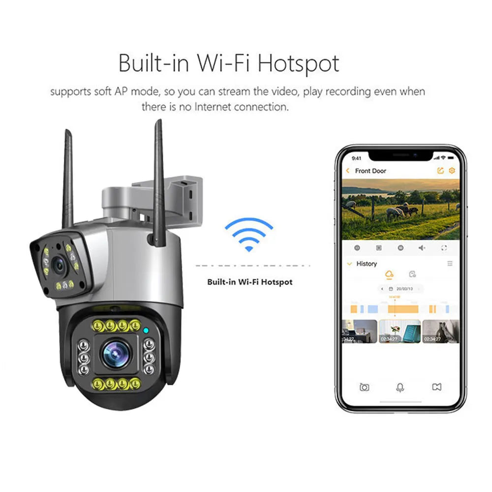 4MP double objectif 4G caméra IP Wifi extérieur double écran Webcam Smarthome 1080P étanche PTZ caméra de vidéosurveillance Protection de sécurité V380_Winnie Lin