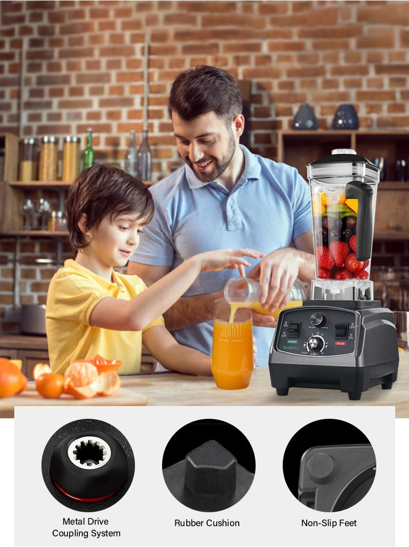 Heavy Duty Commercial Kitchen Timer Smoothies Bar Blender Juicer Frozen Fruit For Shakes Ice Smoothies BPA Free 2L Jar