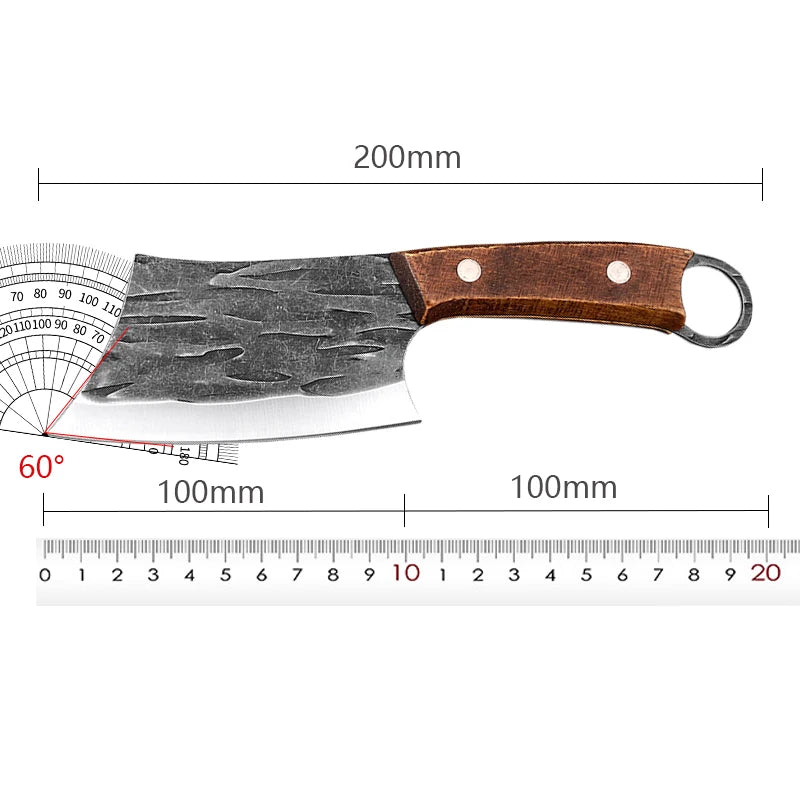 Stainless Steel Boning Knife Forged Meat Cleaver Vegetable Slicing Knife Fish Knife Small Kitchen Knives with Wooden Handle