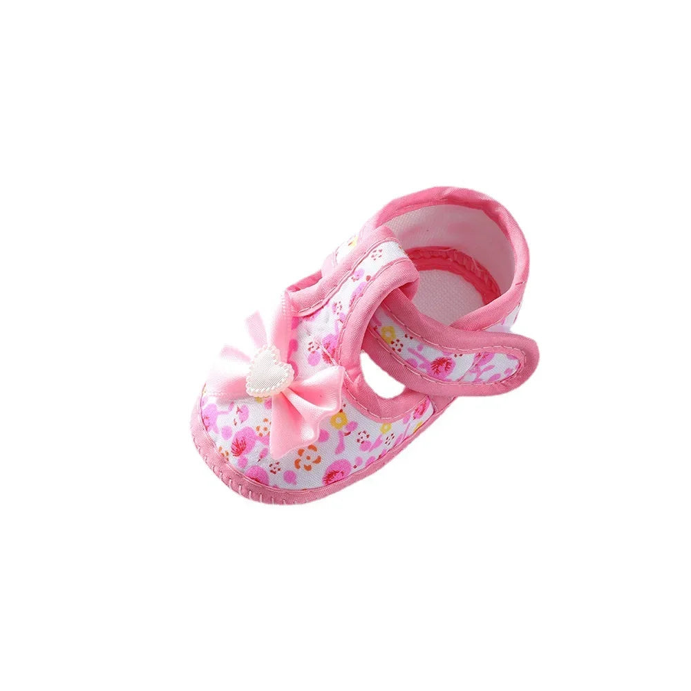 Chaussures de princesse de printemps pour bébé de 0 à 1 an, simples, avec nœud mignon, semelle souple, chaussures de marche pour nouveau-né.