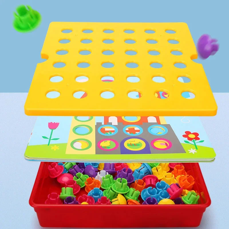 3D Mushroom Nail Puzzle Jigsaw Toy Montessori Baby Toys Cartoon Animal Puzzles Game Kids Early Educational Toys Children Gifts