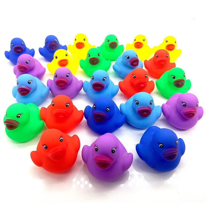 12pcs/set Baby Toys Float Squeaky Sound Rubber Ducks Bath Toys Swimming Water Play Game Fun Water Toys for Children