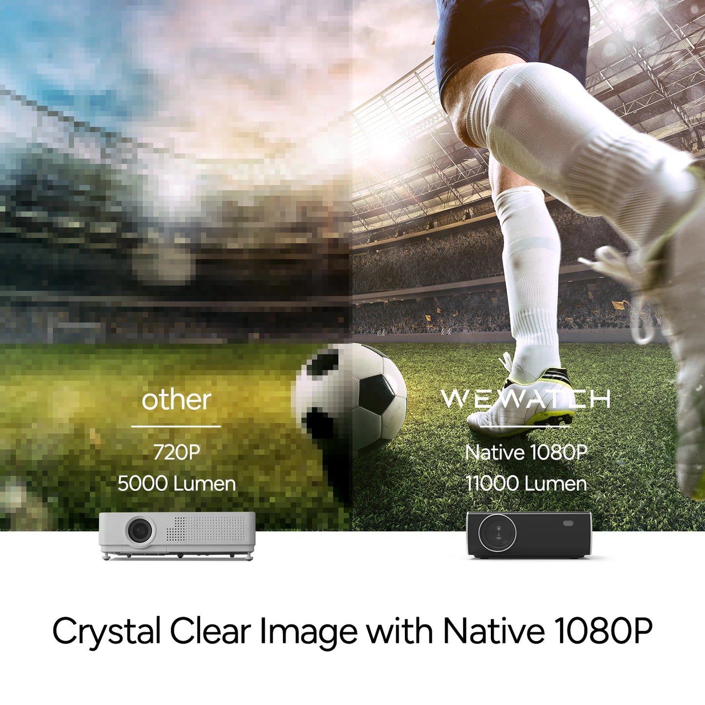 WEWATCH V56 natif 1080P Full HD projecteur de film WiFi Bluetooth haut-parleur intégré vidéoprojecteur pour films en plein air Home Cinema.