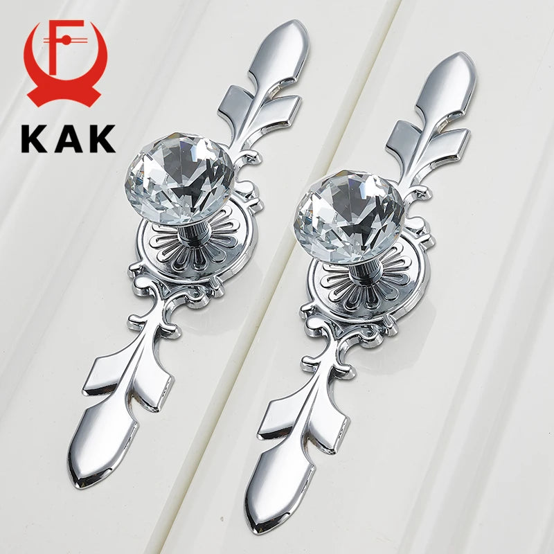 KAK Luxury Diamond Crystal Handles Shoebox Cabinet Handles Closet Dresser Drawer Knobs Wardrobe Pulls Pullers Furniture Hardware