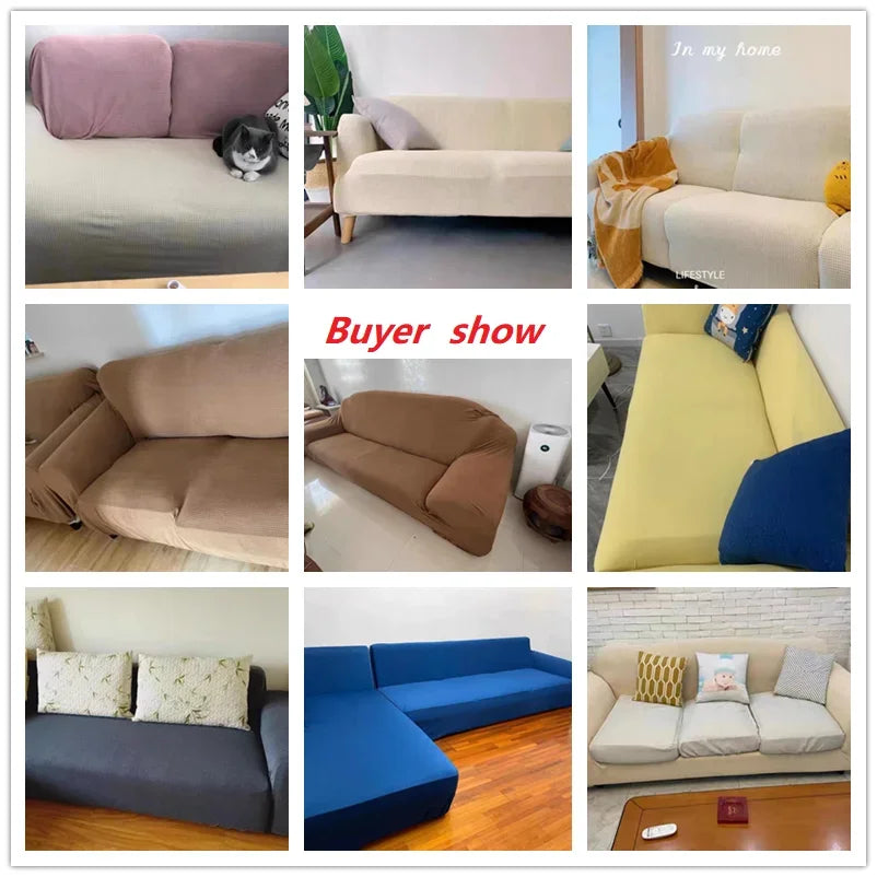 Waterproof Jacquard Sofa Covers 1/2/3/4 Seats Solid Couch Cover L Shaped Sofa Cover Protector Bench Covers