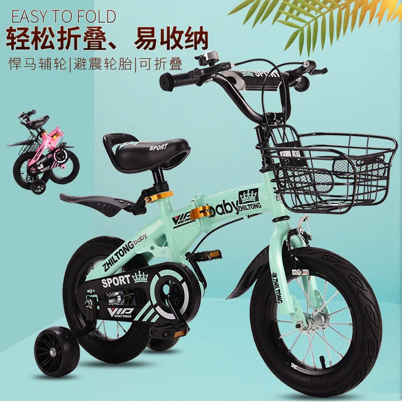 Folding kid bike 12/14/16/18 inch children bicycle for Boys and girls cycling Light students bike gift