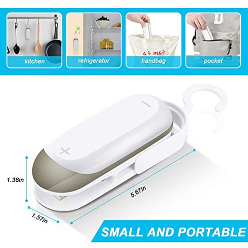 Mini Bag Sealer, 2 In 1 Portable Sealer And Cutter, Bag Sealer Heat Sealer, Vacuum Sealers For Plastic Bags,Food Storage