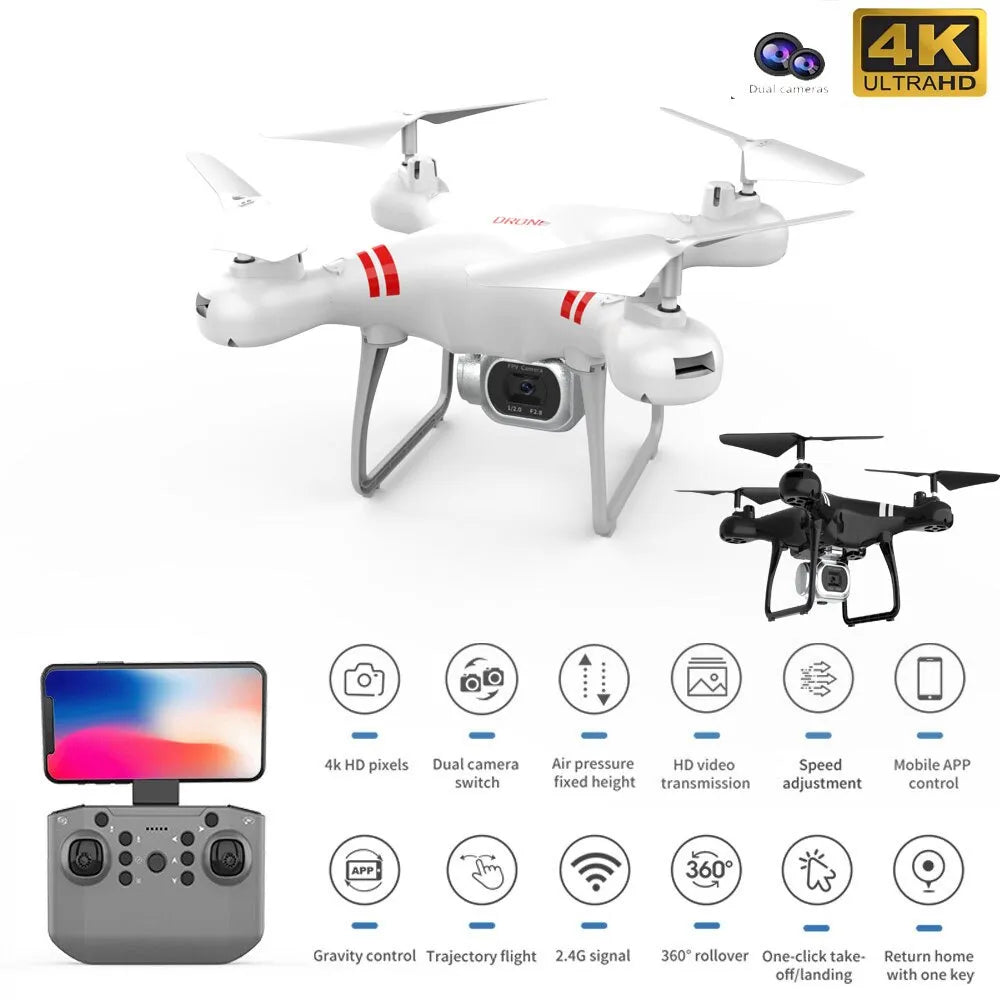 Drone RC Double 4K Wifi FPV caméra HD KY101, Mode geste de maintien d'altitude, longue durée de vol, quadricoptère RC, jouets pour garçon