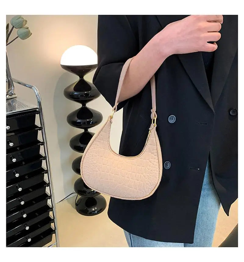 ISKYBOB Casual Shoulder Handbag Bag Women Felt Stone Pattern Underarm Bag 2023 Fashion Temperament Korean Version Winter Purse