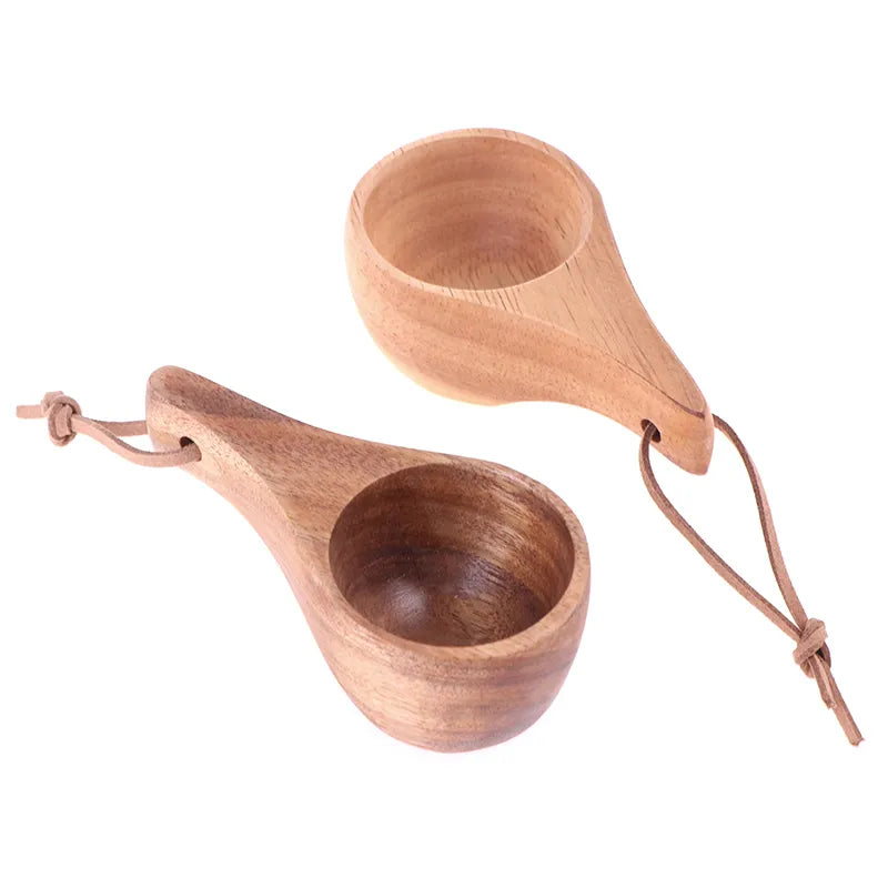 Petite tasse en bois, Mini tasse à thé finlandaise, en bois de caoutchouc, petites tasses à café d'eau à trou unique, fournitures de cuisine ménagère