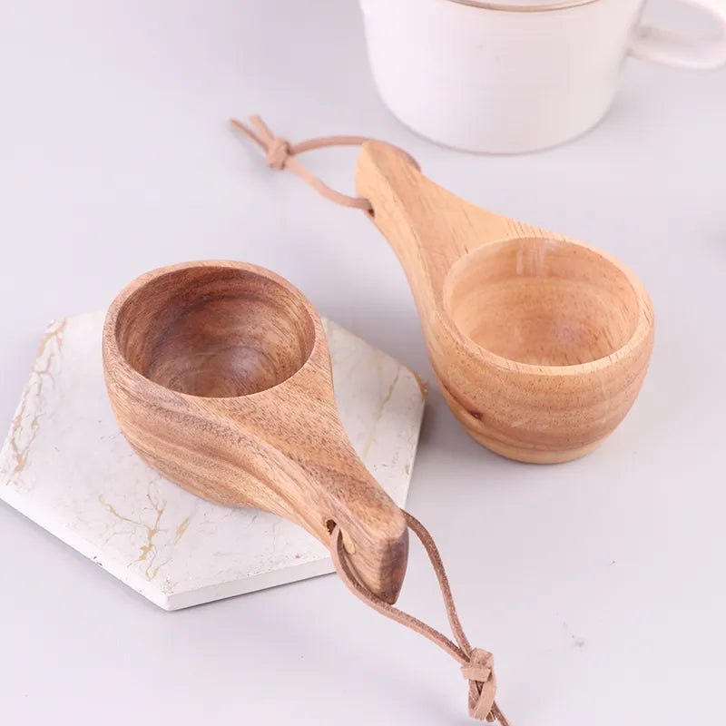 Petite tasse en bois, Mini tasse à thé finlandaise, en bois de caoutchouc, petites tasses à café d'eau à trou unique, fournitures de cuisine ménagère