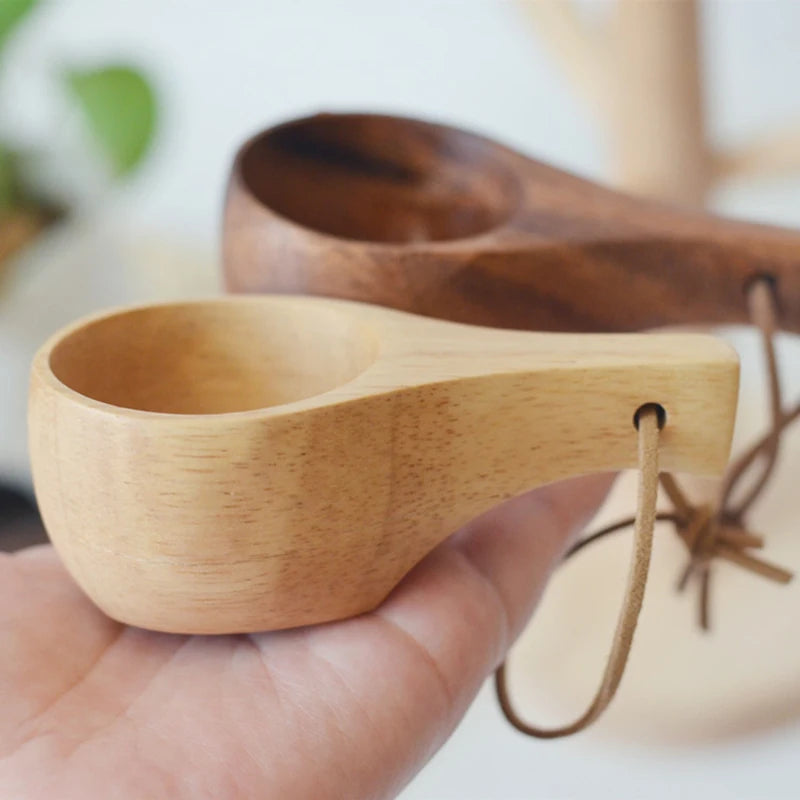 Petite tasse en bois, Mini tasse à thé finlandaise, en bois de caoutchouc, petites tasses à café d'eau à trou unique, fournitures de cuisine ménagère