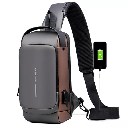 Chest Bag for Men Crossbody Bag Waterproof USB Shoulder Bag Anti-Theft Travel Messenger Chest Sling Pack Fashion Luxury Designer