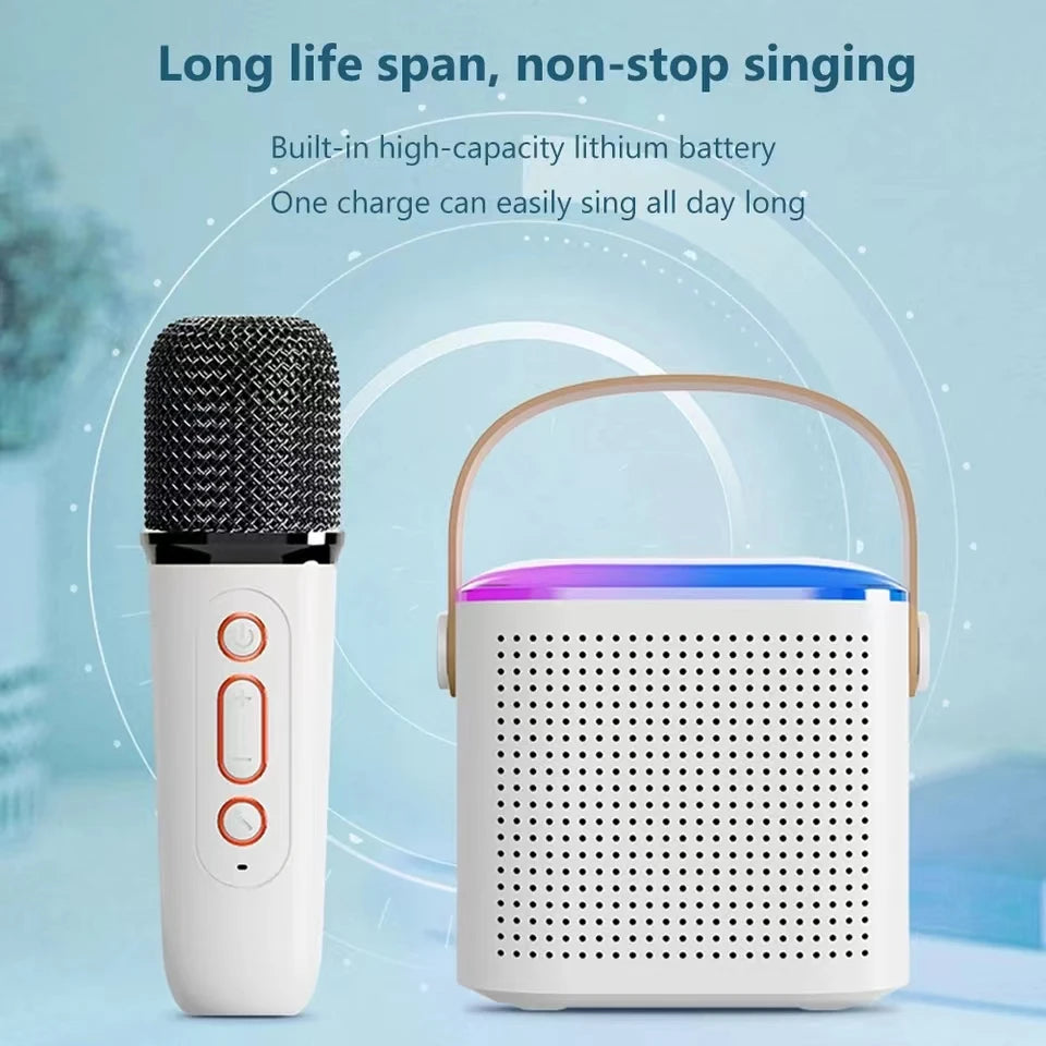 New Mic Karaoke Machine for Adults and Kid Subwoofer Portable Bluetooth Speaker System with 1-2 Wireless Microphone Music Player