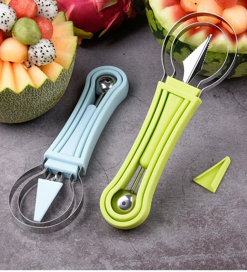 4 In 1 Watermelon Slicer Cutter Scoop Fruit Carving Knife Cutter Fruit Platter Fruit Dig Pulp Separator Kitchen Gadgets Acces