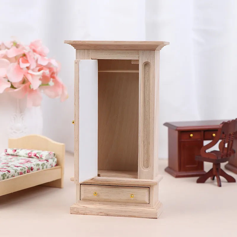 1PC Multi Style Miniature Closet Book Clothes Bedside Table Cabinet Shelf Legs Cupboard Model Dollhouse Furniture Decor DIY Toys