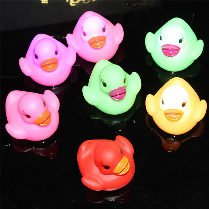 Baby Bath Toys LED Flashing Rubber Duck Cute Bathing Swimming Water Toys Float Squeeze Duck Toys Baby Children Christmas Gift