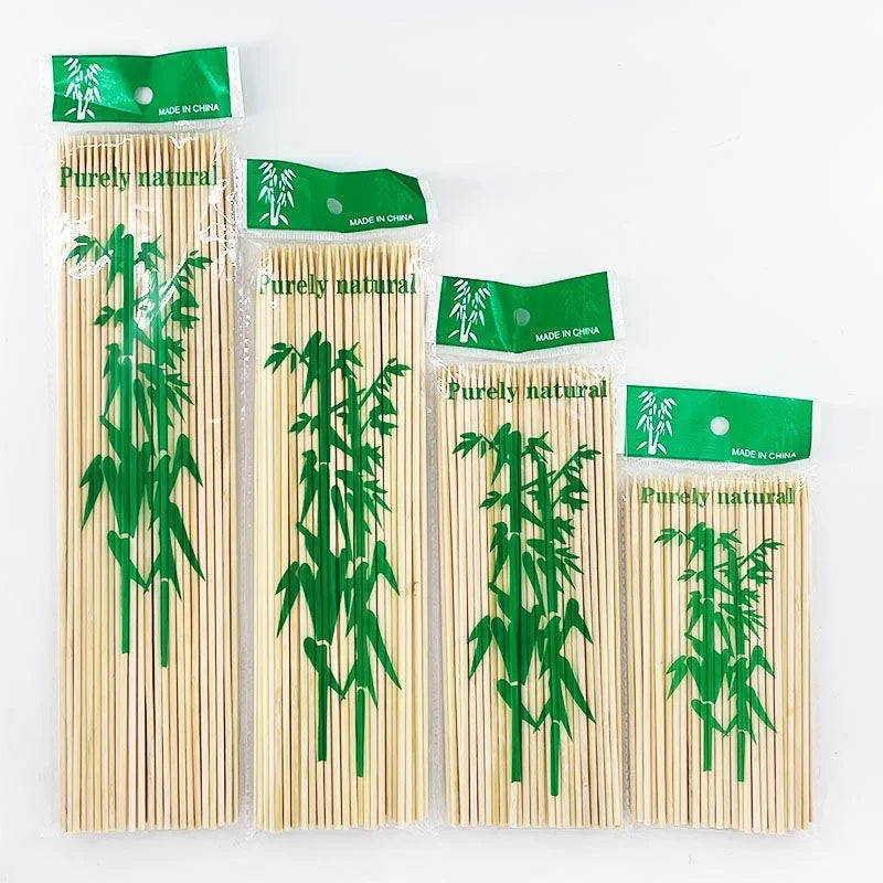 90pcs Bamboo Stick Food Grade Bamboo Skewer Sticks Disposable Natural Wood Long Stick For Barbecue Fruit BBQ Tools 15/20/25/30cm