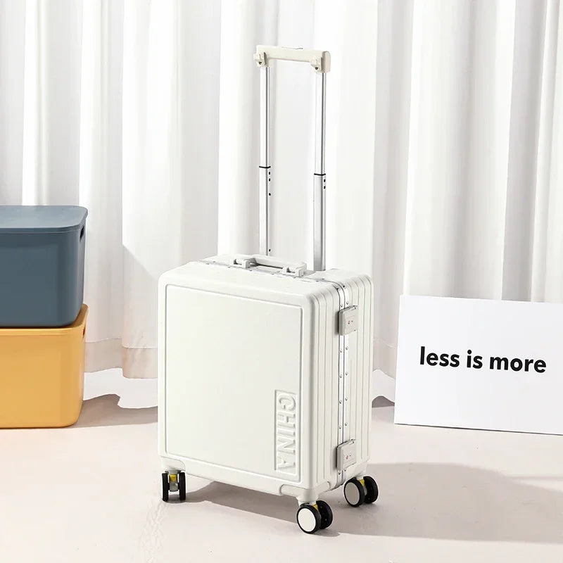 Aluminum Frame Rolling Luggage Unisex Travel Suitcase Candy Multifunctional Small Carry-on Trunk Large Capacity Box Fashion Case