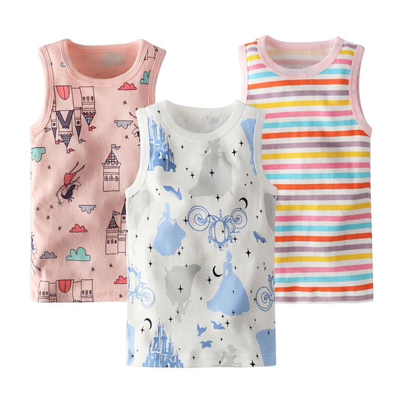 Summer Essentials for Boys: 3-Pack of Cute Cartoon Printed Cotton Vest Tops (1-9 Years)