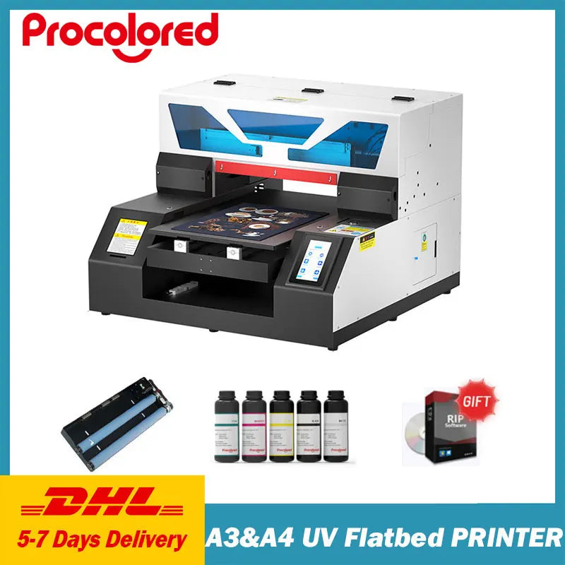 A3-19 UV Flatbed Printer A3 A4 Size EPSON R1390 L800 Printhead with Rotary For Bottle Phonecase Metal Acrylic Wood Cups Glass