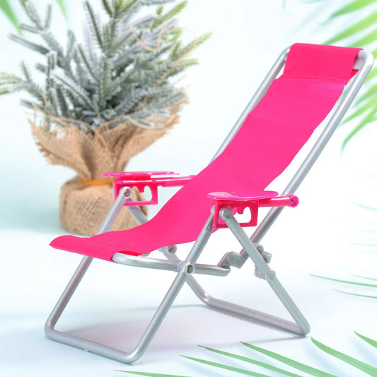 2pcs Mini Toy House Deck Lying Chair Simulation Folding Beach Chair Home Model Accessories Cabinets for living room