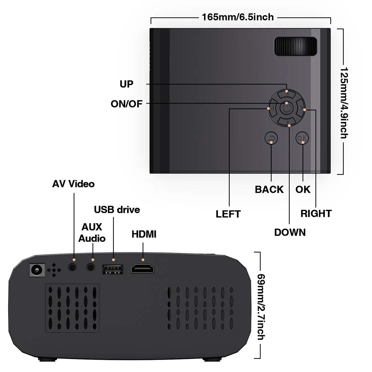 Projecteur Polaring P7 Pro 16G 1080P projecteur Android 4K double 6G Wifi BT 300Ansi cinéma maison Keystone Proyector