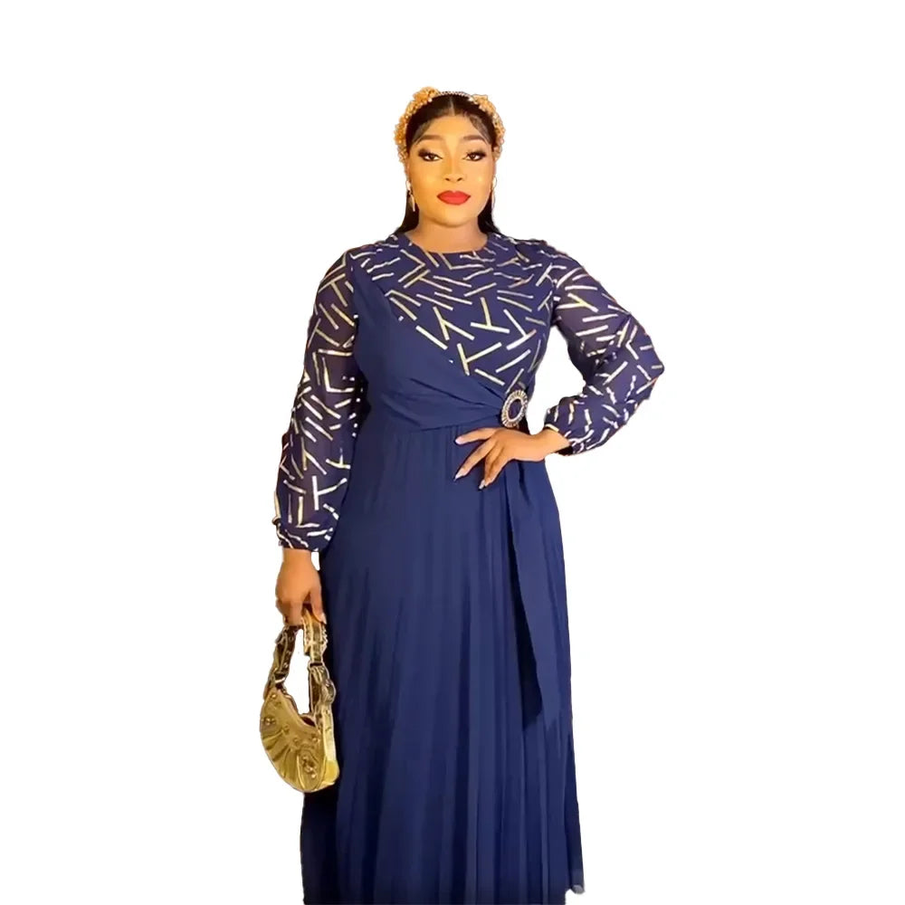 African Maxi Dresses For Women 2024 Plus Size Evening Party Long Dress Africa Clothing Elegant Kaftan Muslim Chiffon vestido