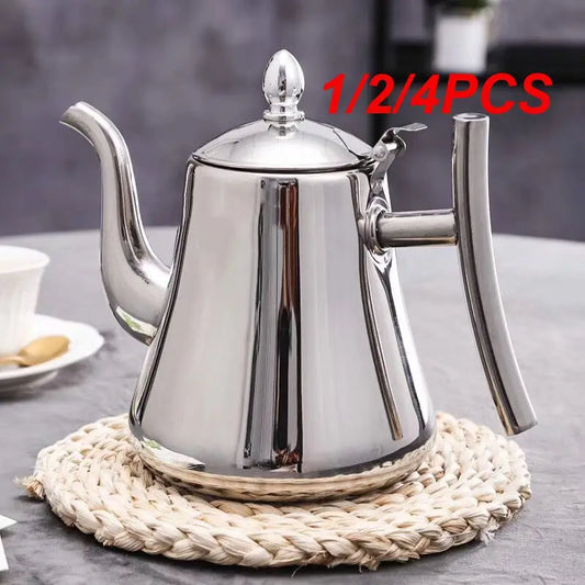 1/2/4PCS Kitchen Thick Stainless Steel Teapot Golden Silver Tea Pot With Infuser Coffee Pot Induction Cooker Tea Kettle Water