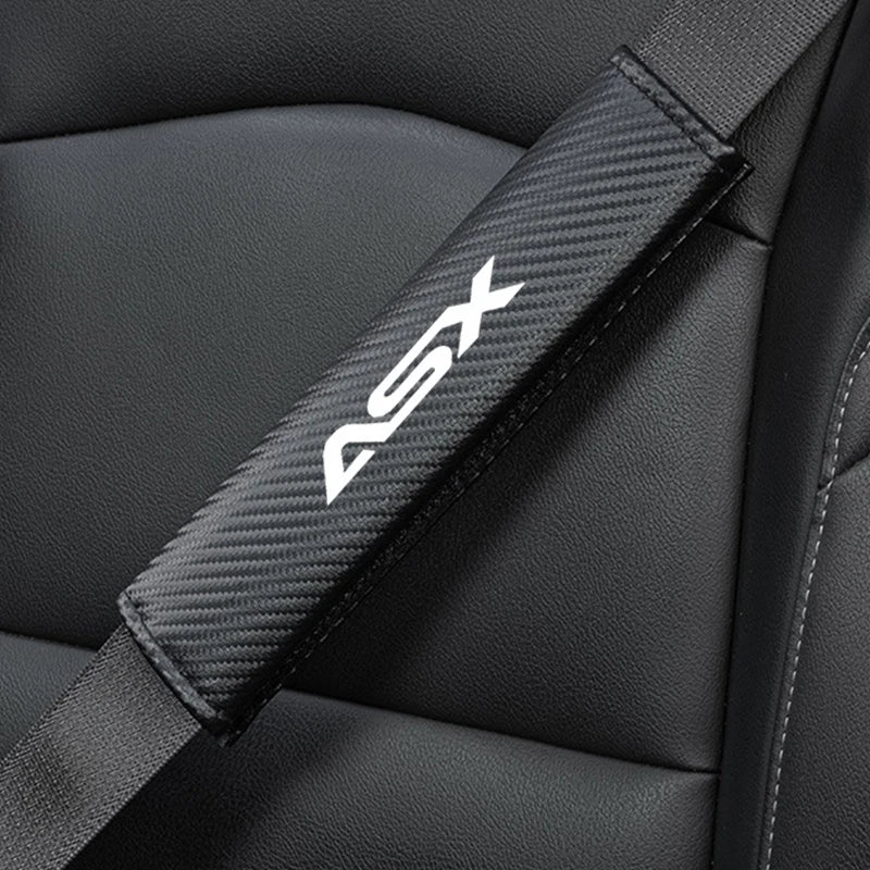 Ceinture de sécurité de voiture en Fiber de carbone, 2 pièces, couverture de protection des épaules, ornement de ceinture de sécurité pour Mitsubishi Asx, accessoires d'intérieur automobile