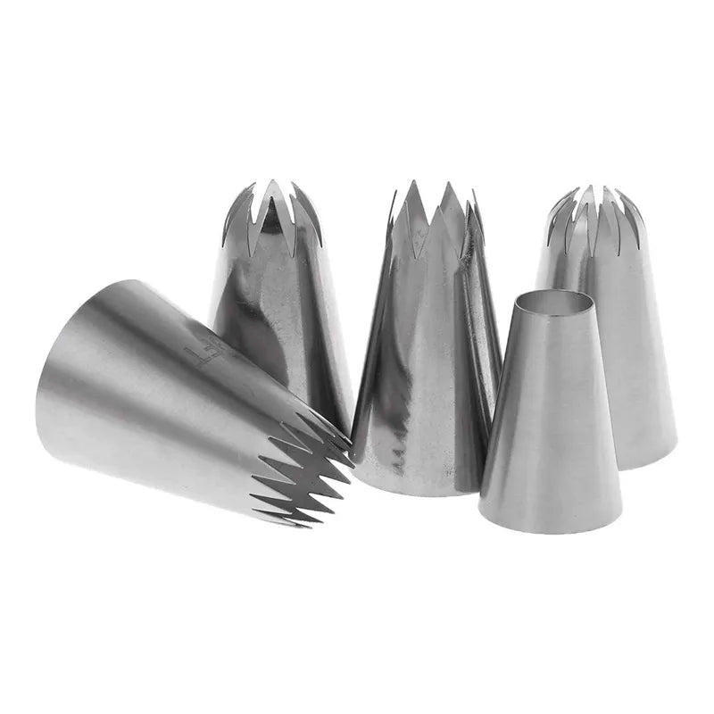 5Pcs Large Metal Cake Cream Decoration Tips Set Pastry Tools Stainless Steel Piping Icing Nozzle Cupcake Head Dessert Decorators