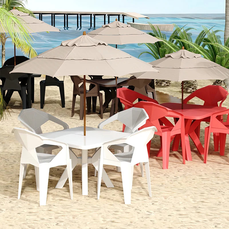 Outdoor plastic chairs, thickened beach night market, large stalls, table and chair set, dining table, back chair, restaurant