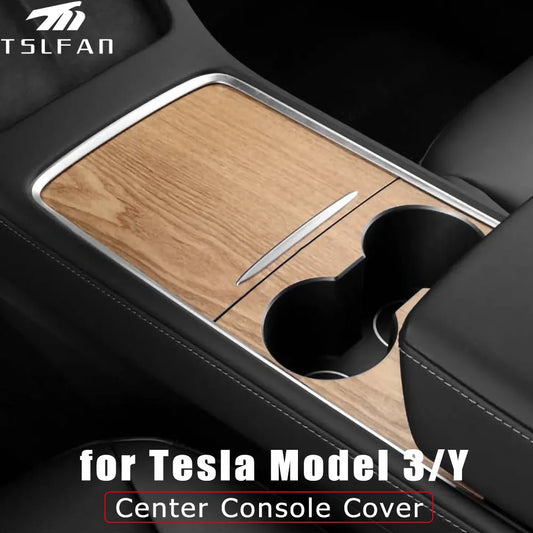 Autocollant de panneau de Console centrale pour Tesla modèle 3 Y 2021 – 2023, Film en Grain de bois, couverture de commande centrale en carbone, accessoires d'intérieur de voiture