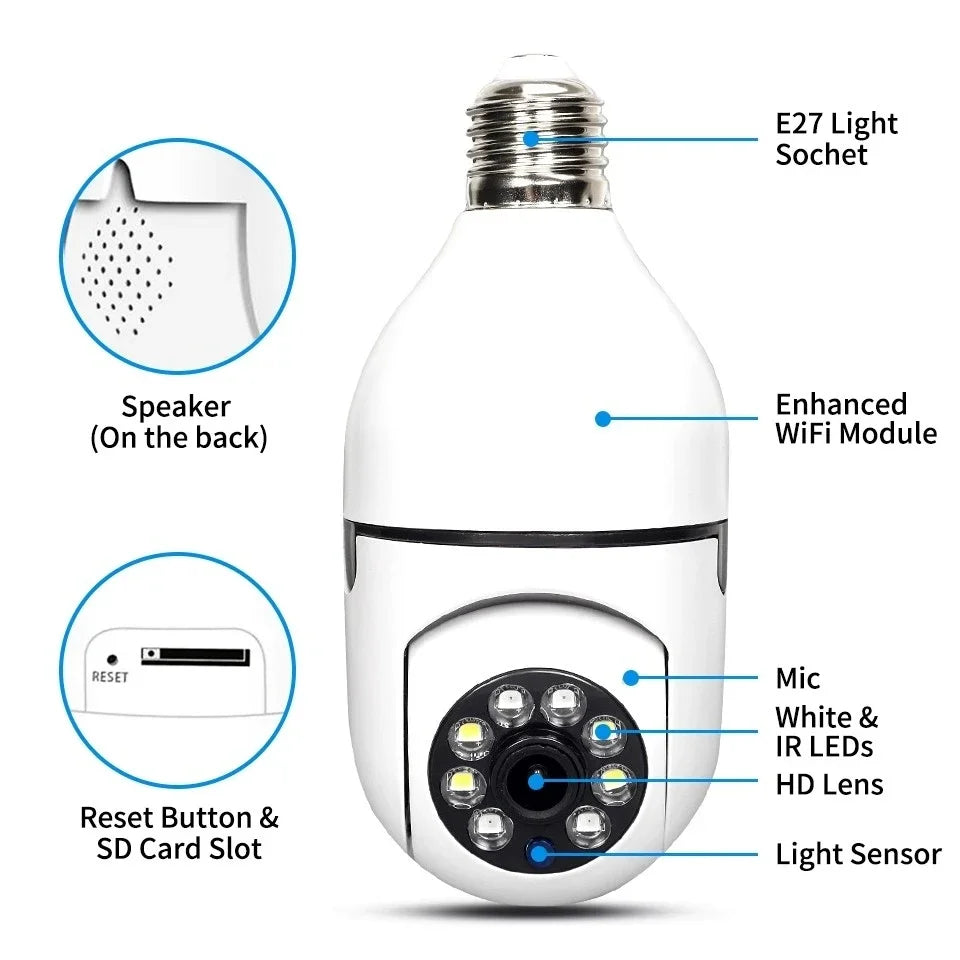 ICSEE E27 Wifi Ampoule Caméra 4MP Wifi PTZ Coloré Vision Nocturne Audio Bidirectionnel Moniteur Pour Bébé Suivi Automatique Sécurité À Domicile CCTV Camera_Winnie Lin